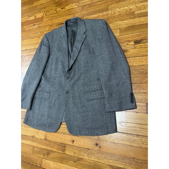 Bill Blass Mens Blazer Jacket Size 48L Gray Lambswool Cashmere Tweed Sport Coat - Picture 2 of 7